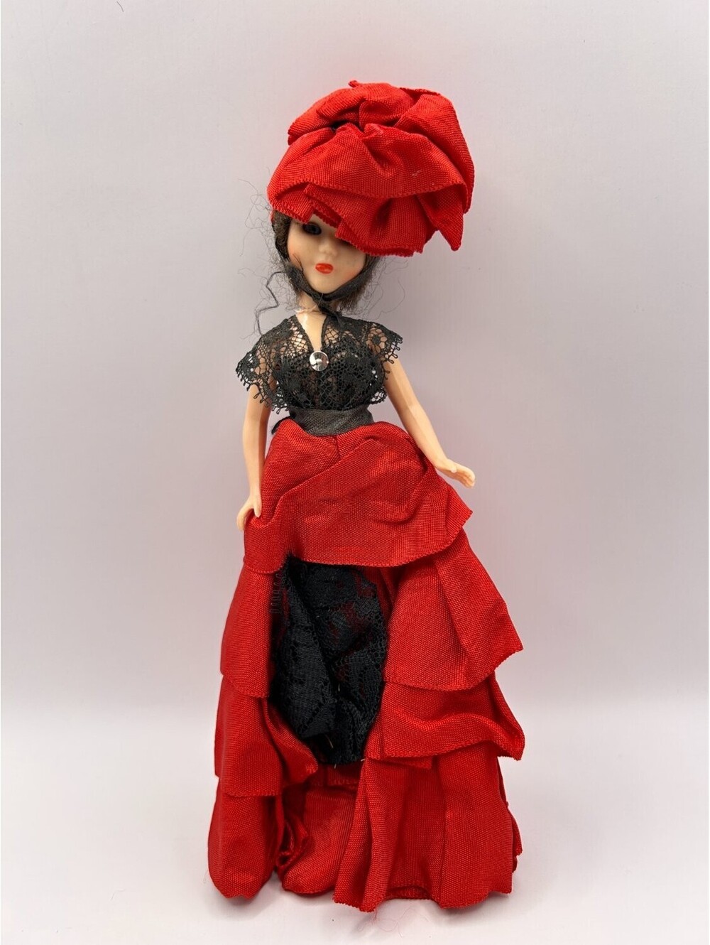 Spanish flamenco dancer souvenir doll Red Black Girls jointed arms